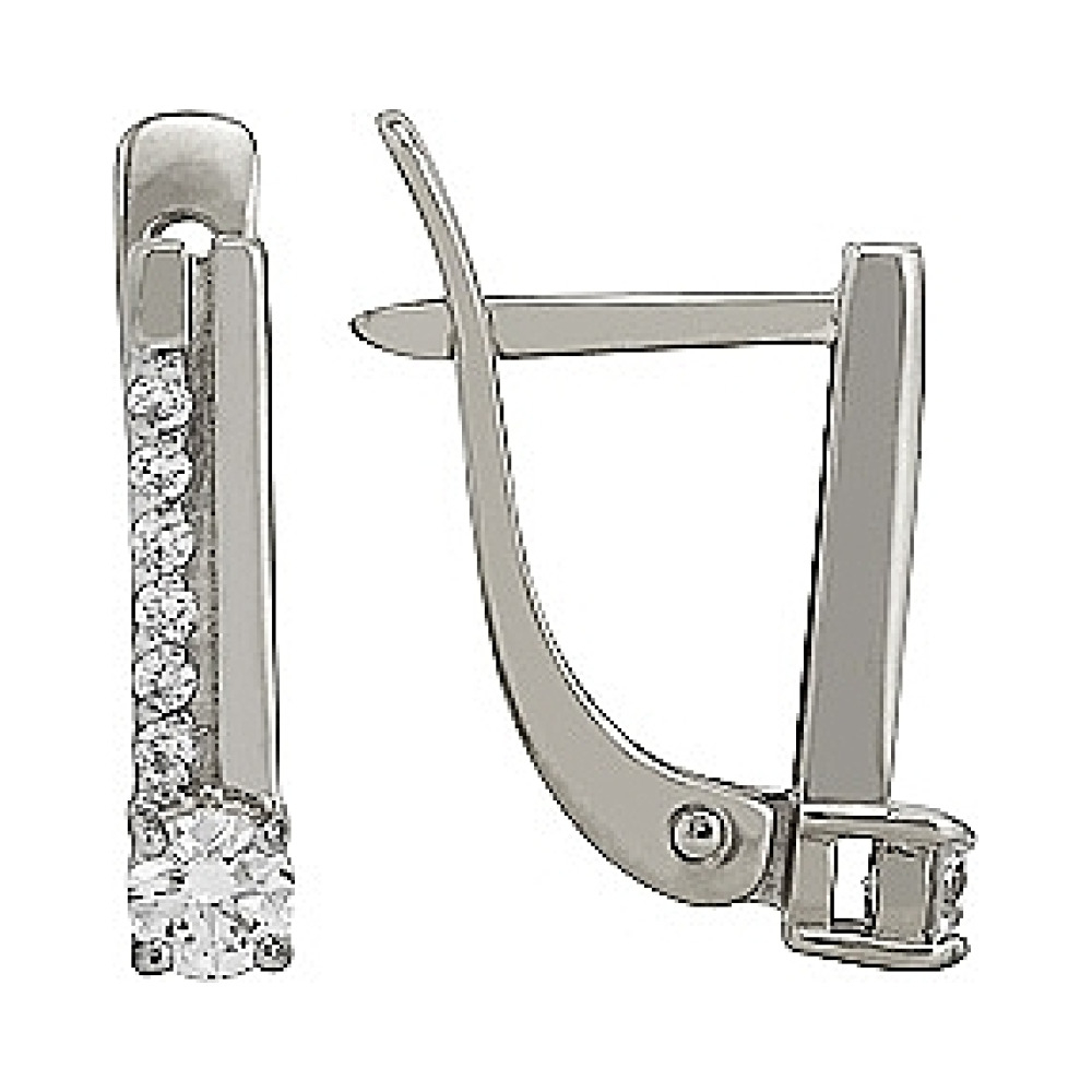 Золотые серьги с бриллиантом № 115158