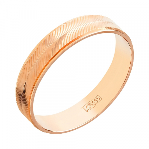 Золотое кольцо обручальное с алмазкой № 106774