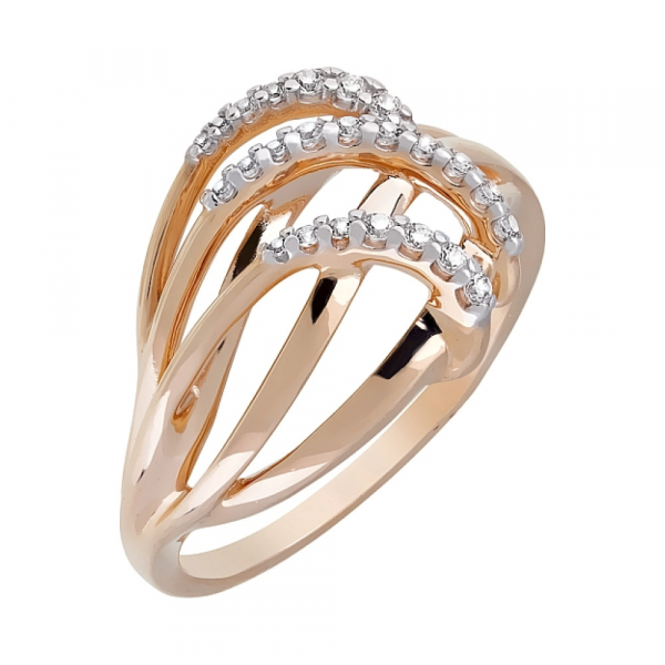 Золотое кольцо с фианитами № 121411