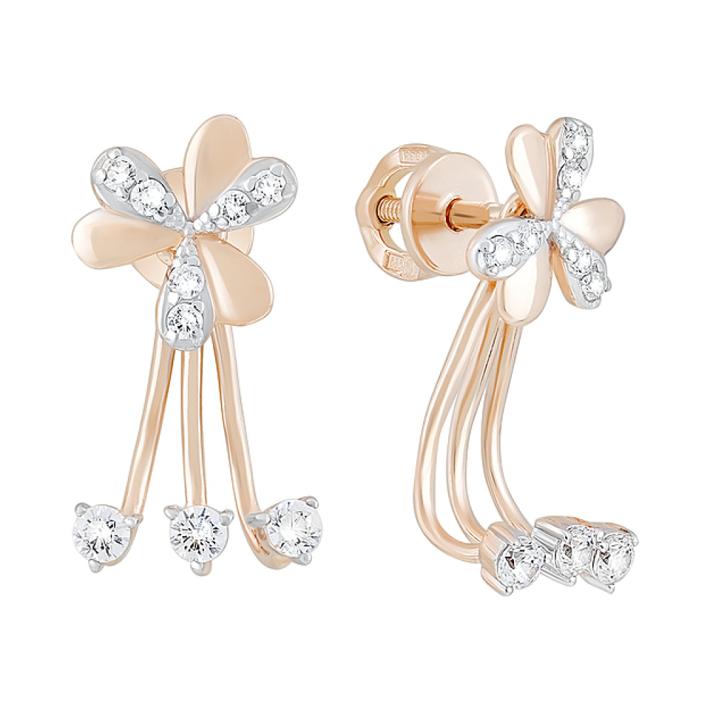 Золотые серьги с фианитами № 126782