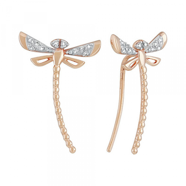 Золотые серьги с фианитом № 136531