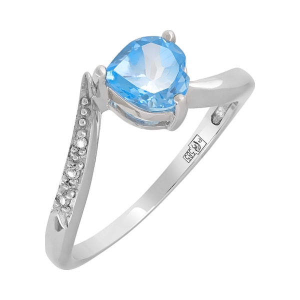 Золотое кольцо с бриллиантом и топазом № 2979