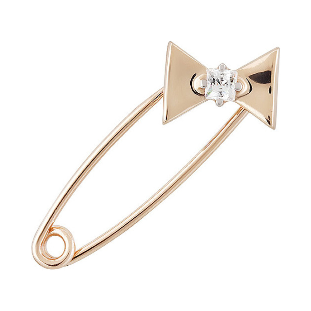 Золотая брошь с фианитом № 133169