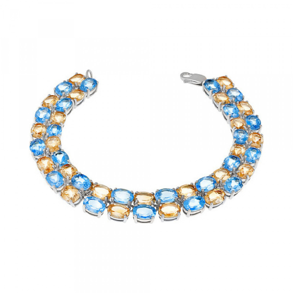 Серебряный браслет с полудраг. вставками № 123879