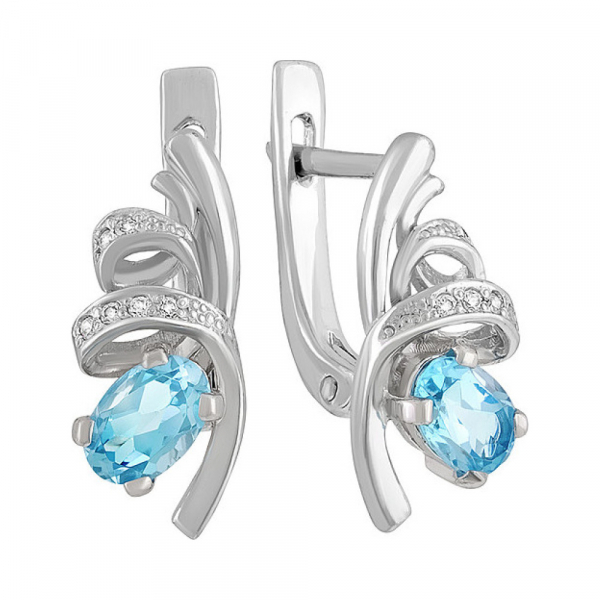 Серебряные серьги с топазом и фианитом № 136199