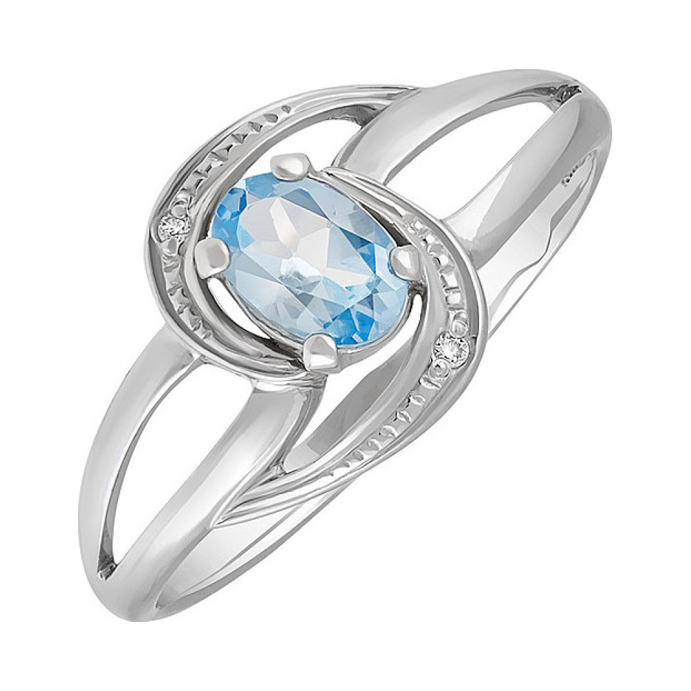 Серебряное кольцо с топазом и фианитом № 130142