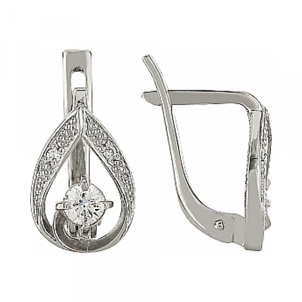 Золотые серьги с бриллиантом № 105911