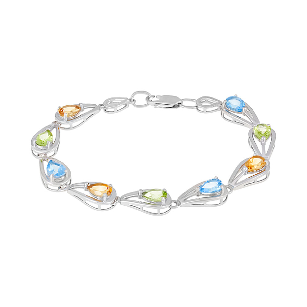 Серебряный браслет с полудраг. вставками № 126620