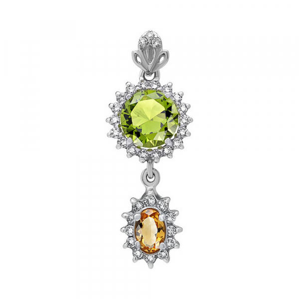 Серебряная подвеска с цитрином, алпанитом и фианитом № 134572