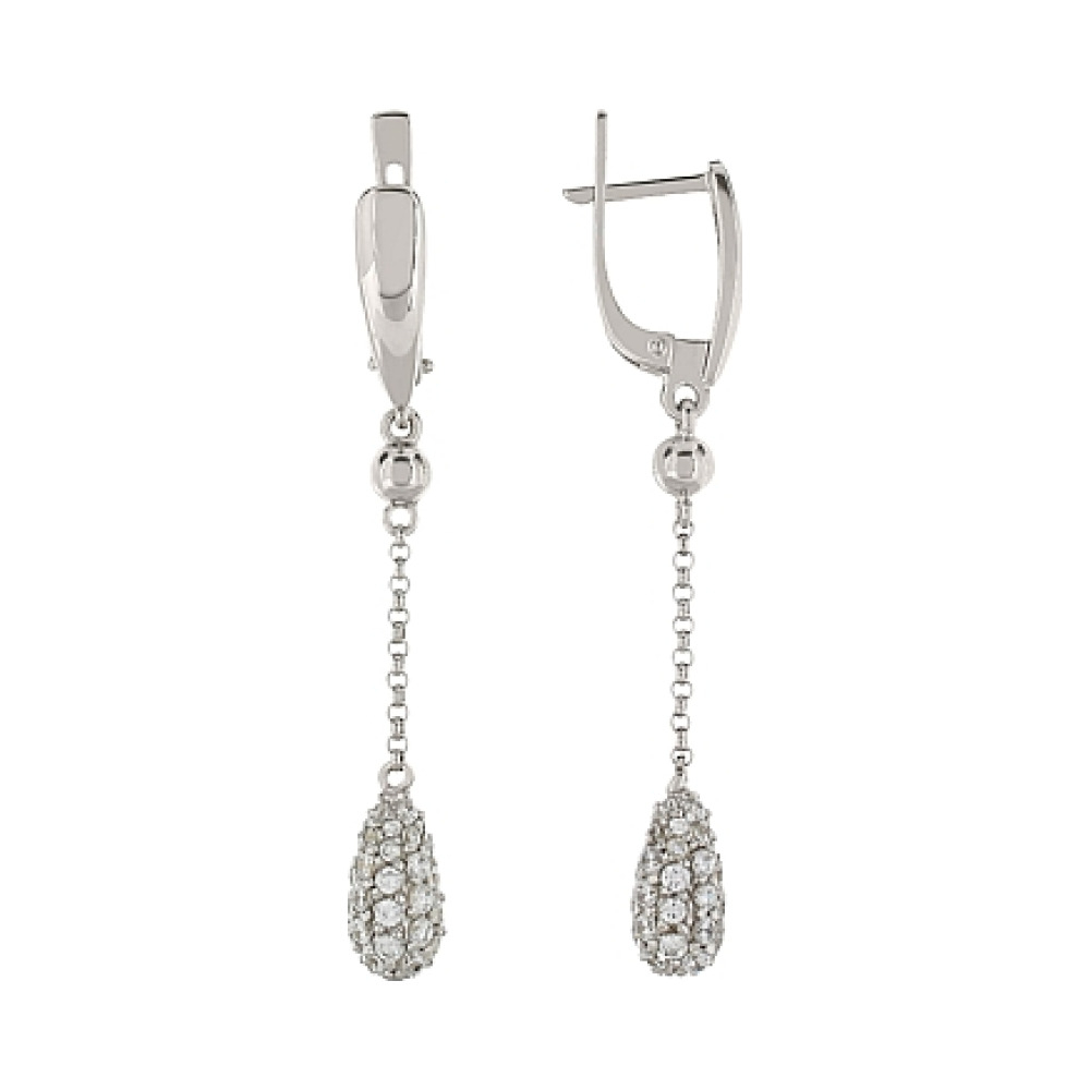 Серебряные серьги с фианитом № 83409