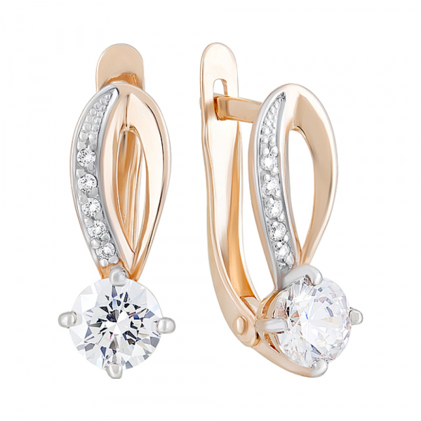 Золотые серьги с кристаллами swarovski № 126761