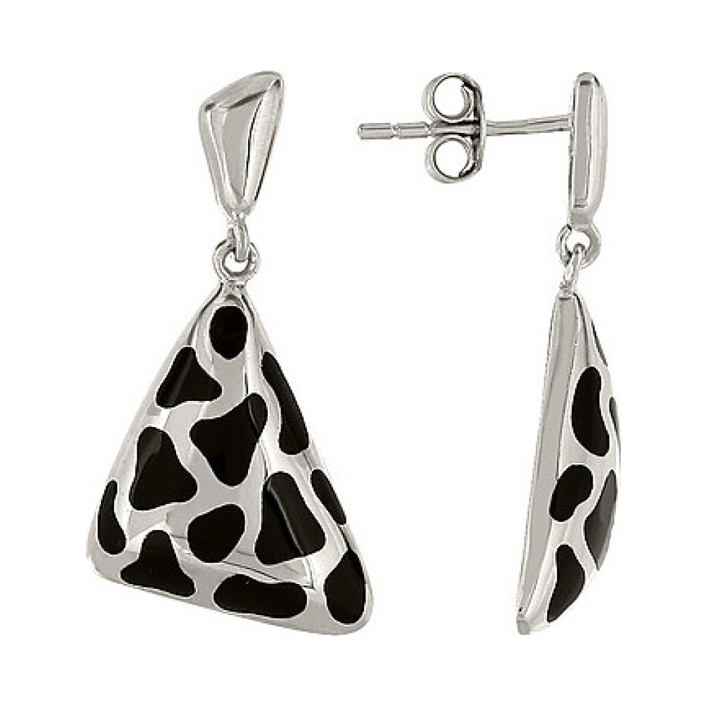 Серебряные серьги с каучуком № 83072