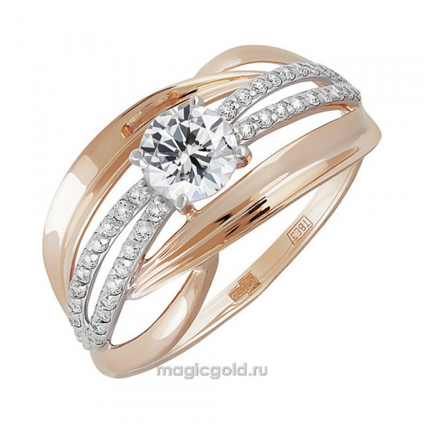 Золотое кольцо с фианитом № 139940