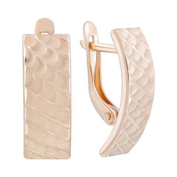 Золотые серьги без камня с алмазкой № 126726