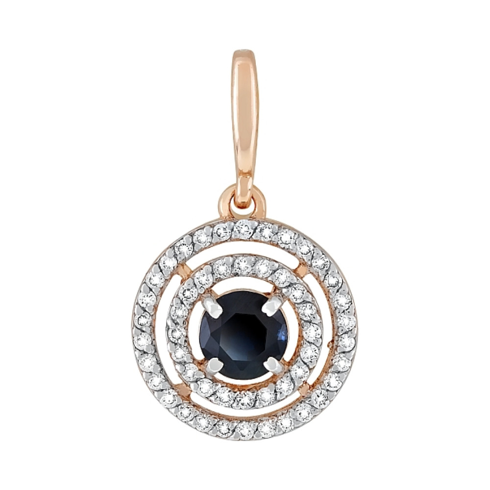 Золотая подвеска с бриллиантом и сапфиром № 119203
