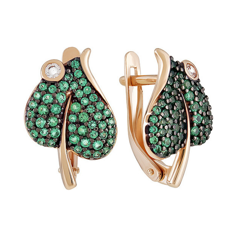 Золотые серьги с фианитом № 134370