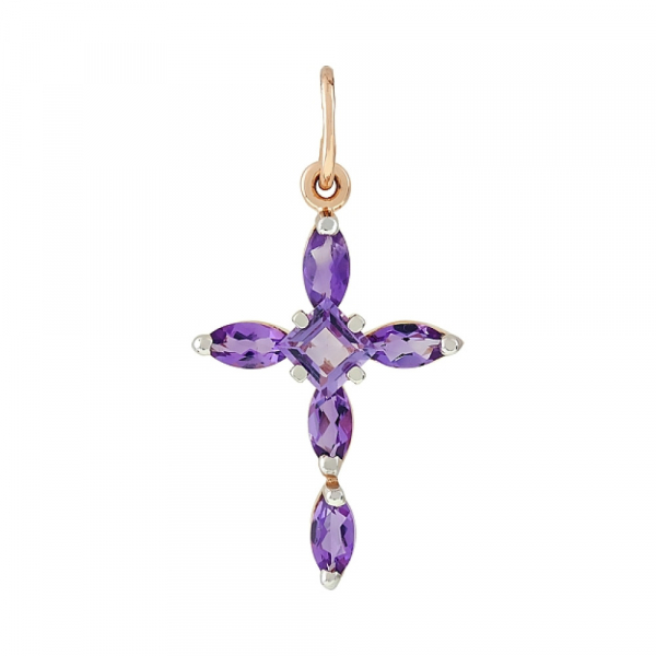 Золотая подвеска с аметистом № 51695