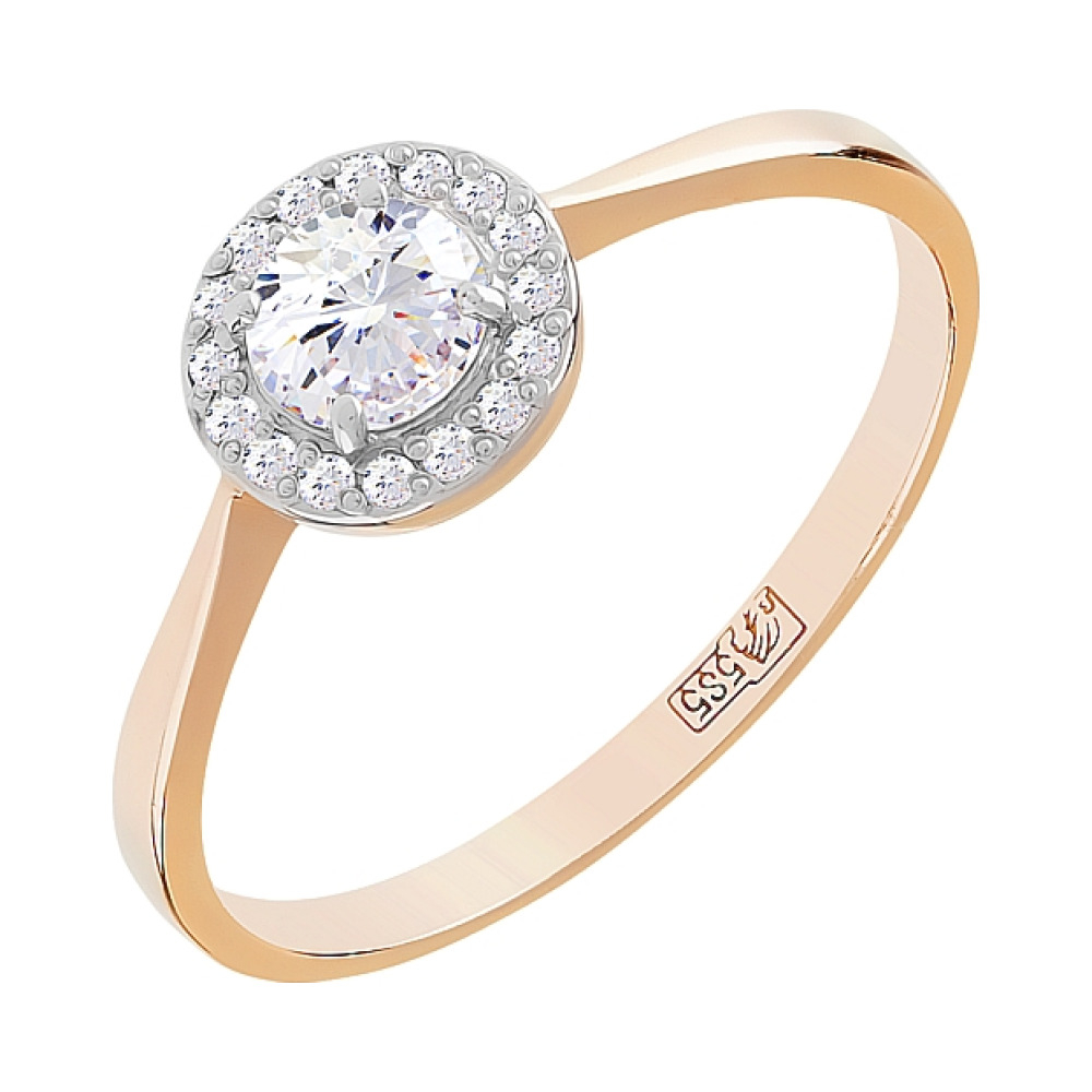 Золотое кольцо с бриллиантом № 112639