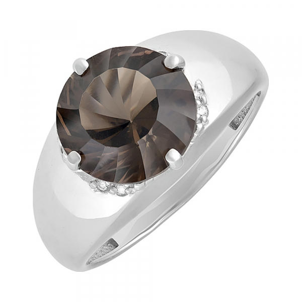 Серебряное кольцо с раухтопазом и фианитом № 129751