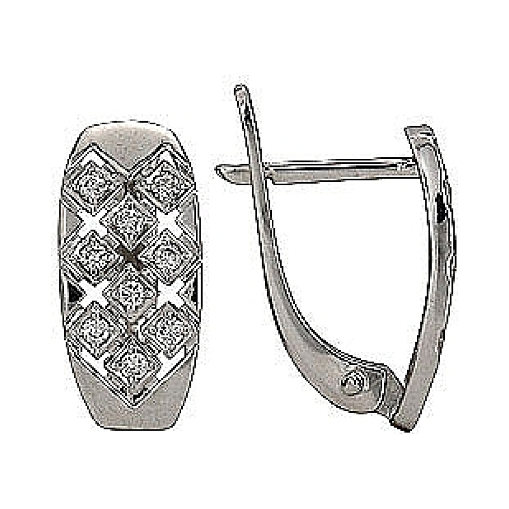 Золотые серьги с бриллиантом № 72498