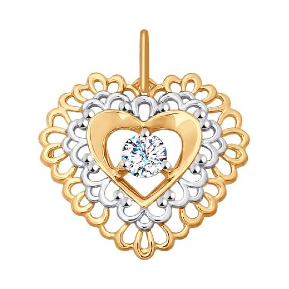 Золотая подвеска с фианитом № 141623