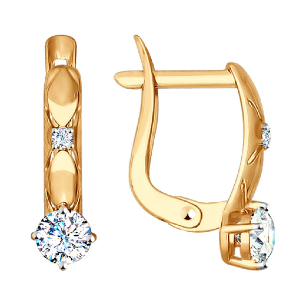 Золотые серьги с фианитом № 140945