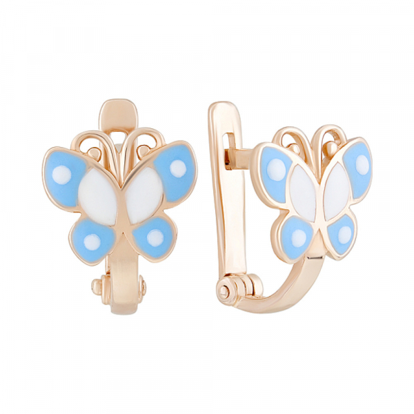 Золотые серьги с эмалью № 126787