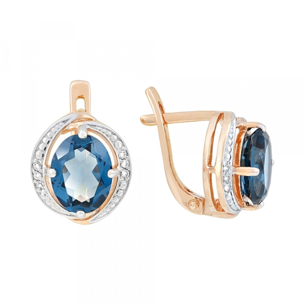 Золотые серьги с топазом и фианитом № 117612