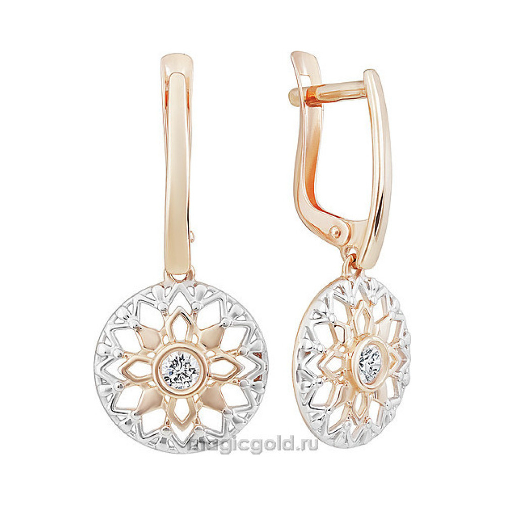 Золотые серьги с фианитом № 155857