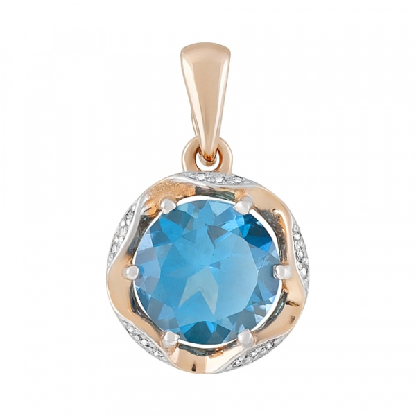 Золотая подвеска с топазом и фианитом № 119644