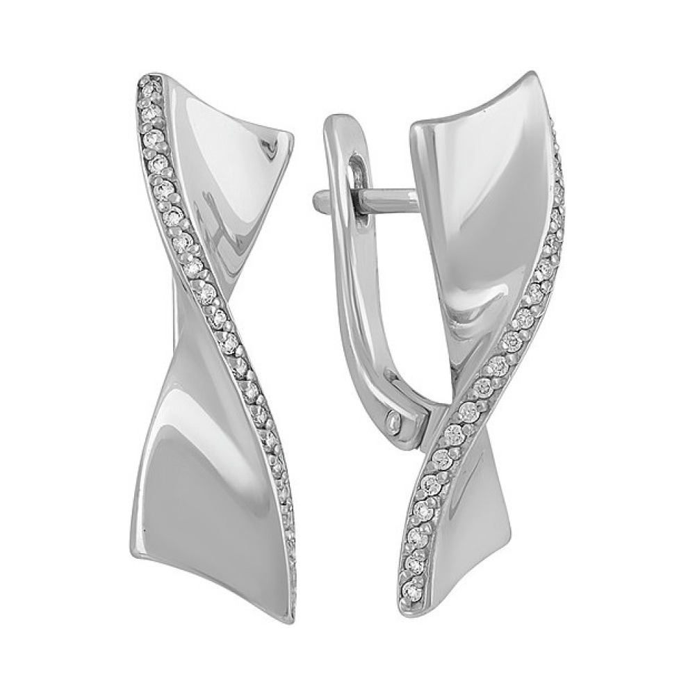 Серебряные серьги с фианитом № 134774