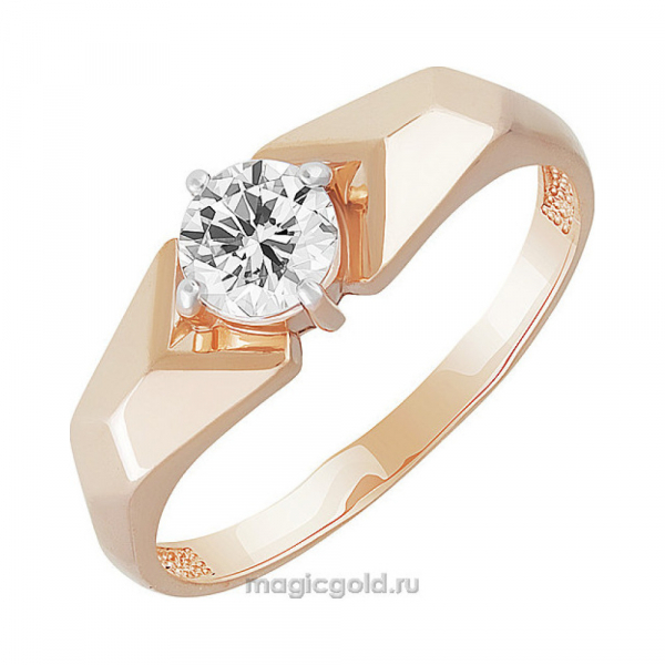 Золотое кольцо с кристаллом swarovski № 159684