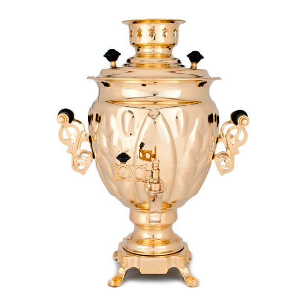 Самовар электрический "желудь", 3 литра, полированная латунь