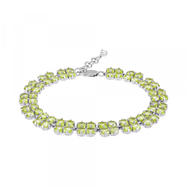 Серебряный браслет с хризолитом и фианитом № 130061