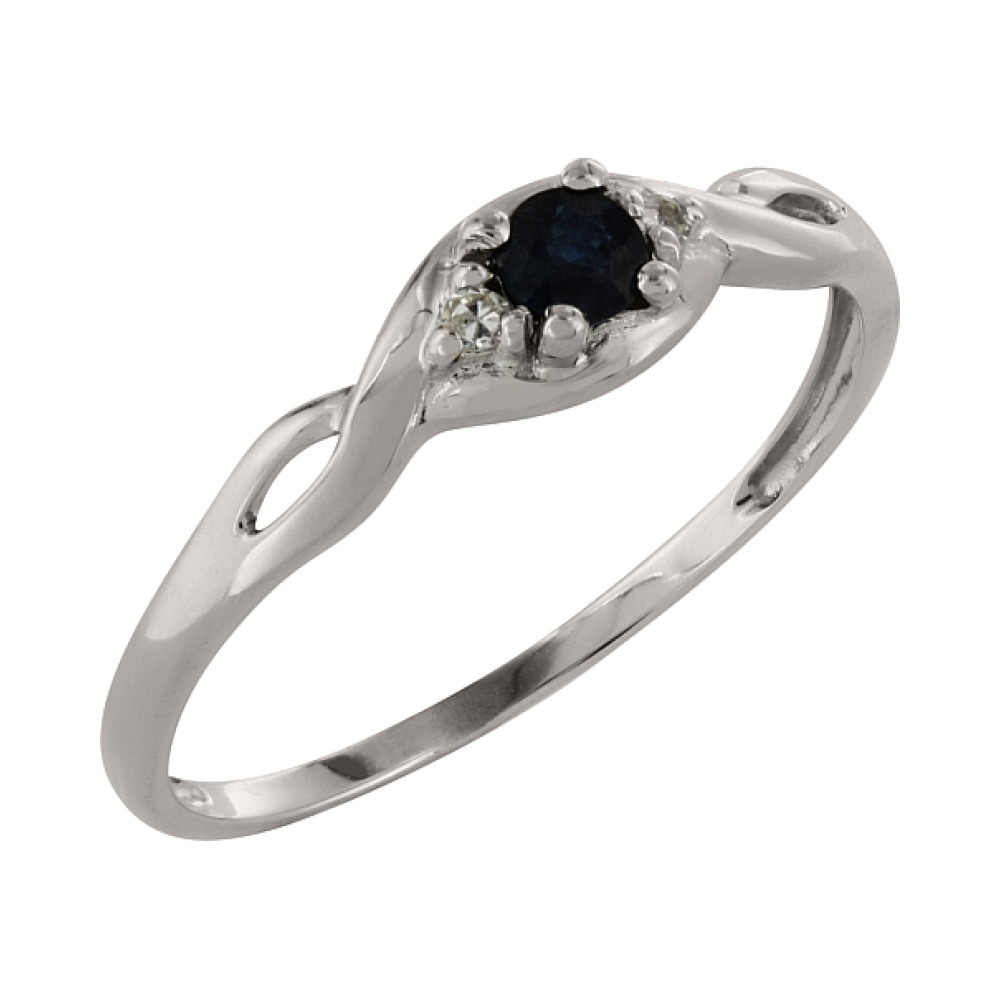 Золотое кольцо с бриллиантом и сапфиром № 85006