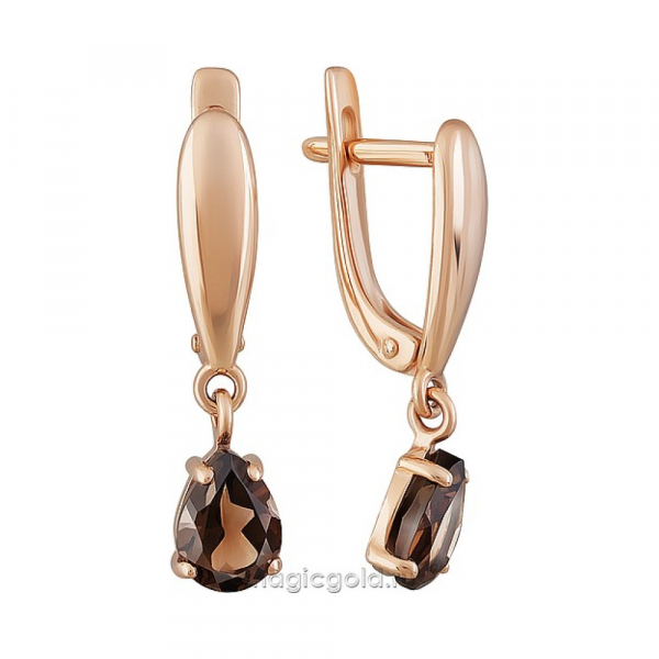 Золотые серьги с раухтопазом № 164375