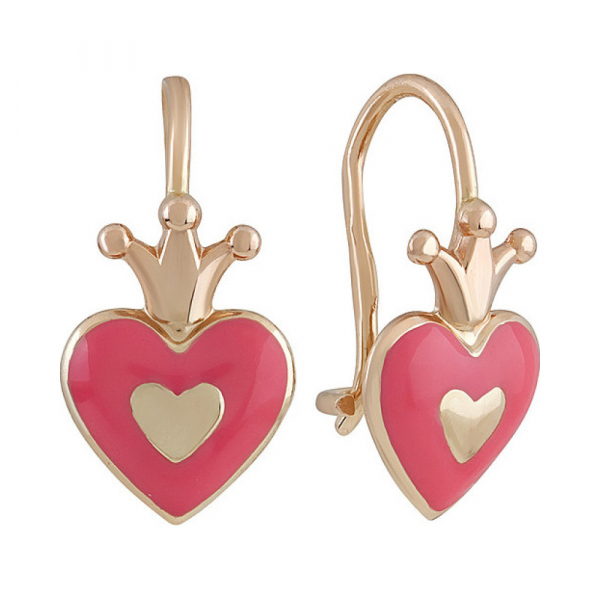 Золотые серьги с эмалью № 135981