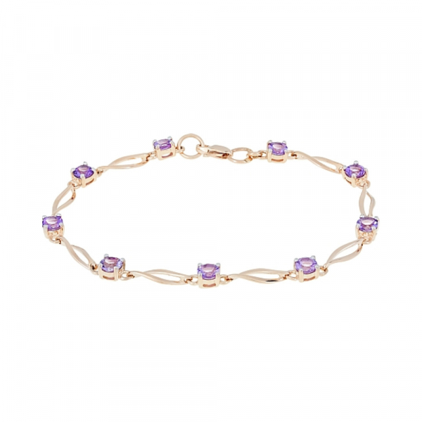 Золотой браслет с аметистом № 117862