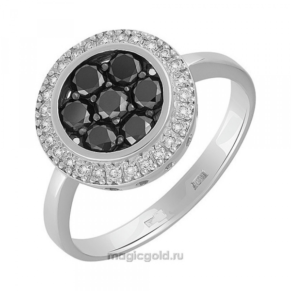 Золотое кольцо с черным и белым бриллиантом № 141618
