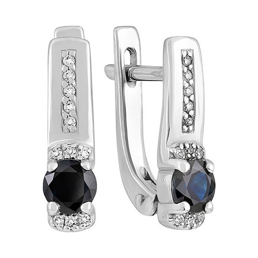 Золотые серьги с сапфиром и фианитом № 138777