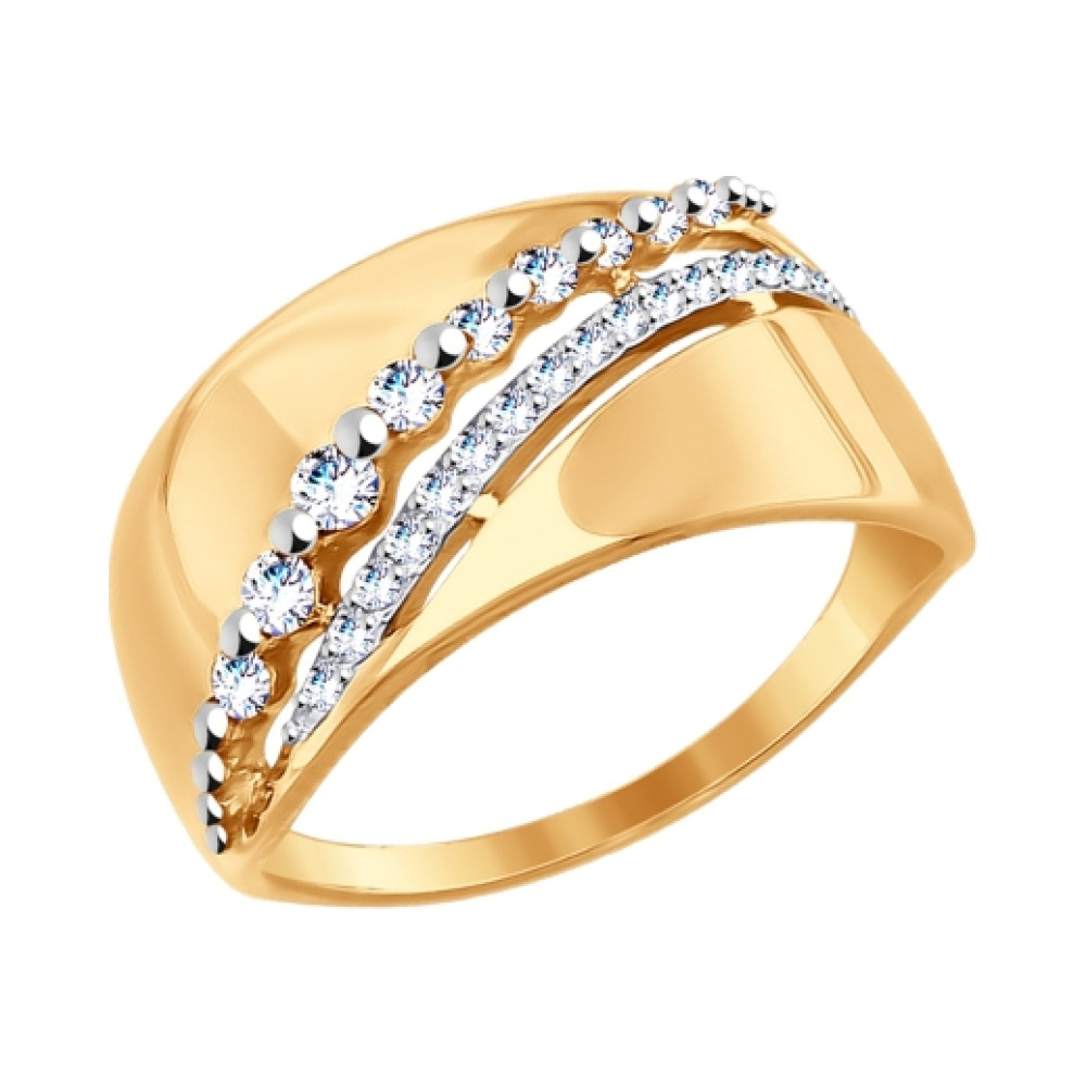 Золотое кольцо с фианитом № 161625