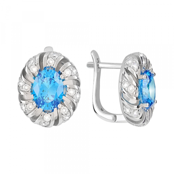 Серебряные серьги с фианитами № 119096