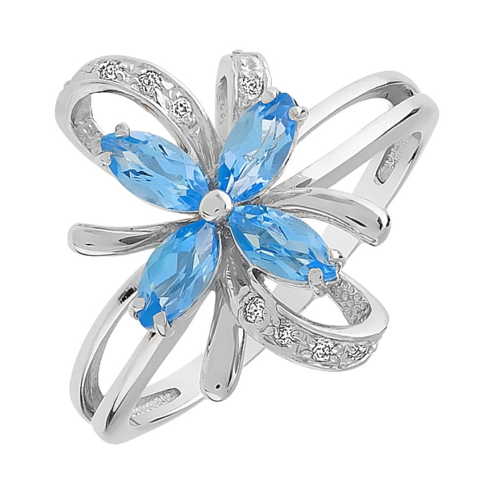 Золотое кольцо с топазом и фианитом № 103071