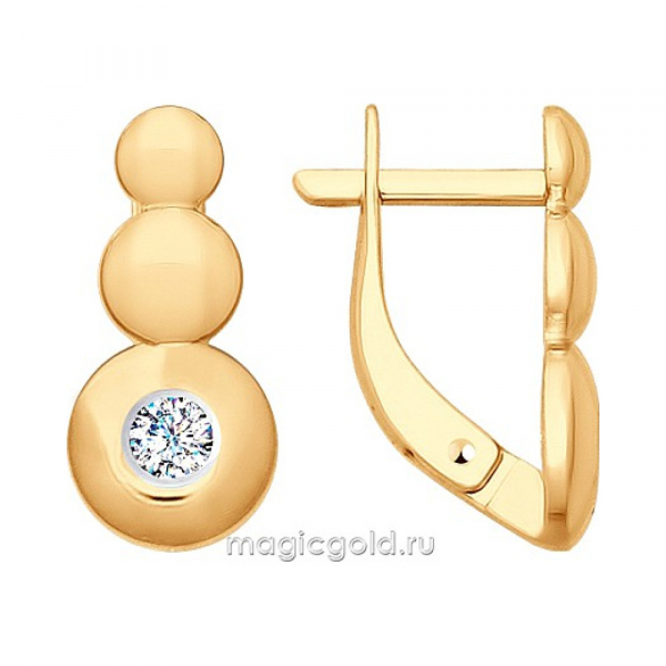 Золотые серьги с фианитом № 163984