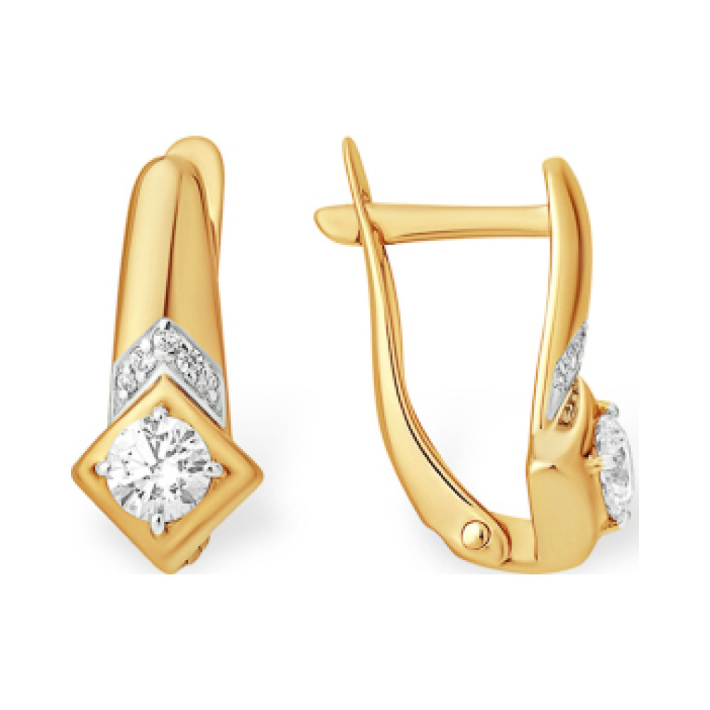 Золотые серьги с фианитом № 163216