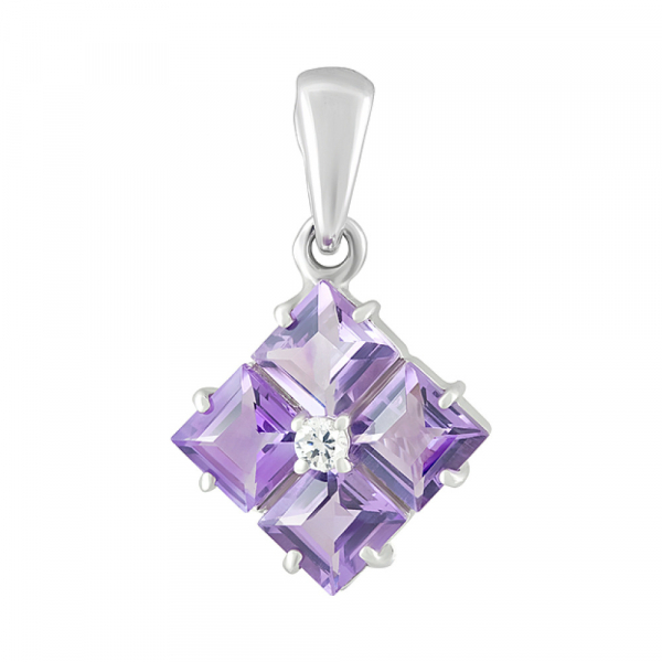 Серебряная подвеска с аметистом и фианитом № 123253