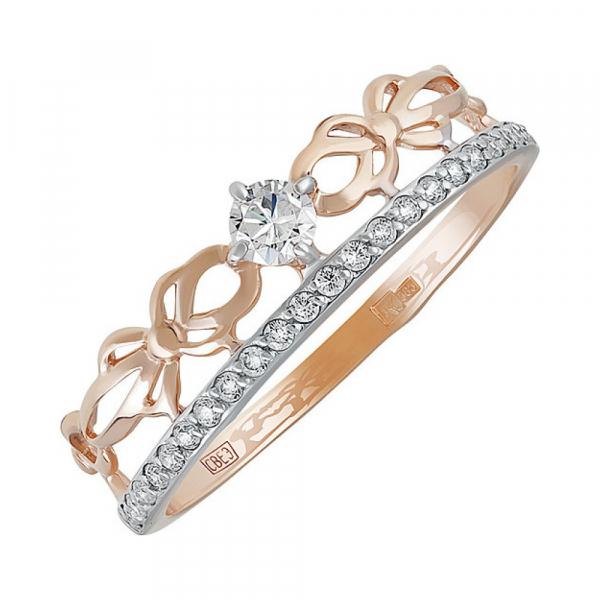 Золотое кольцо с фианитом № 136910