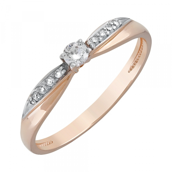 Золотое кольцо с фианитами № 120674