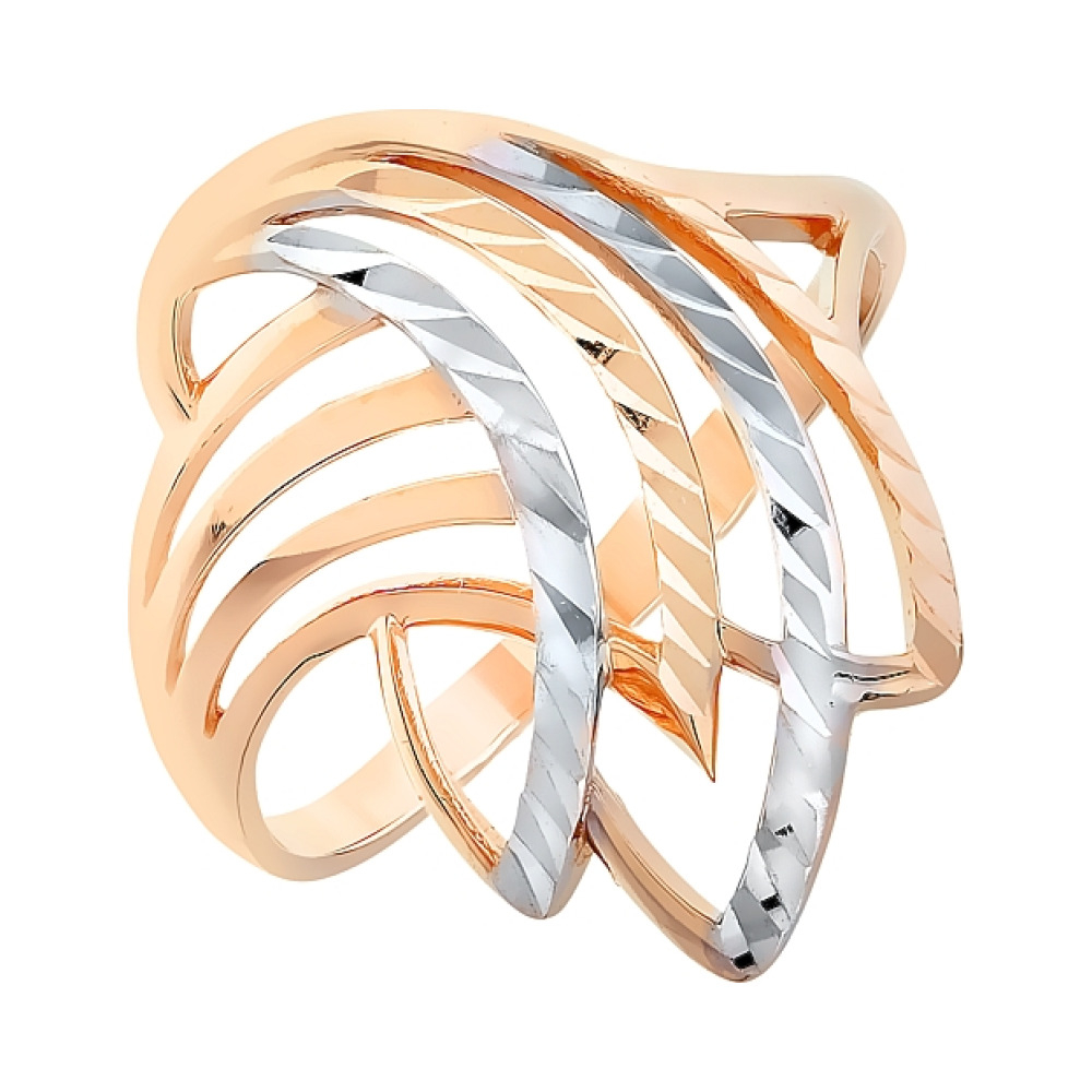 Золотое кольцо без камня с алмазкой № 101868