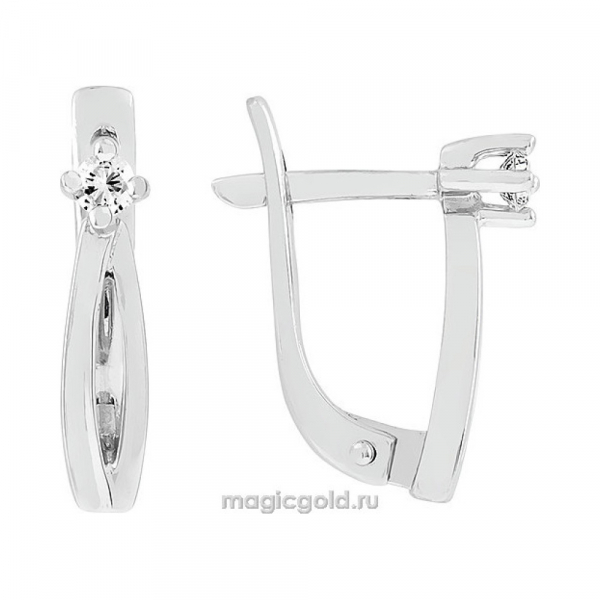 Золотые серьги с бриллиантом № 118769